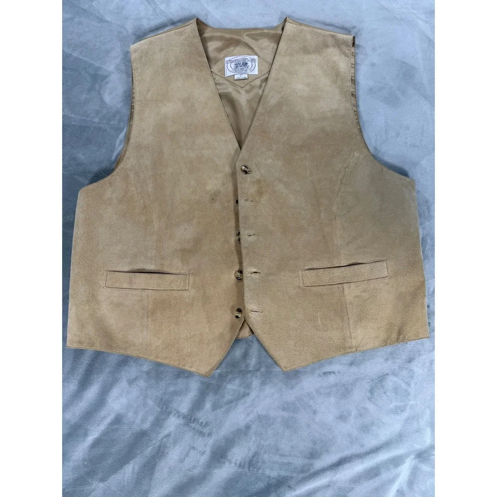 Suede Leather Waistcoat Vest Mens L Western Costume Pioneer Biker John Ashford
